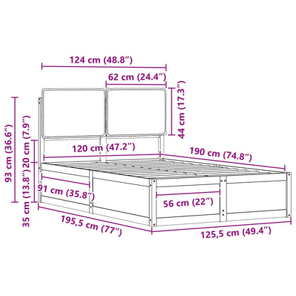 vidaXL Bettgestell mit gepolstertem Kopfteil Dunkelgrau 120 x 190 cm