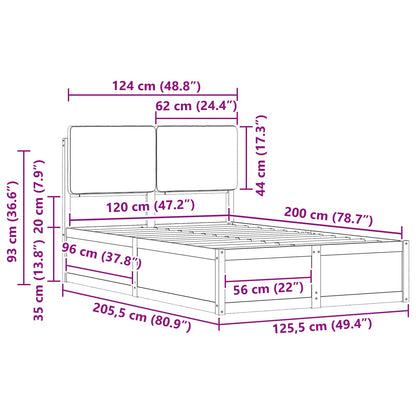 vidaXL Bettgestell mit gepolstertem Kopfteil Hellgrau 120 x 200 cm