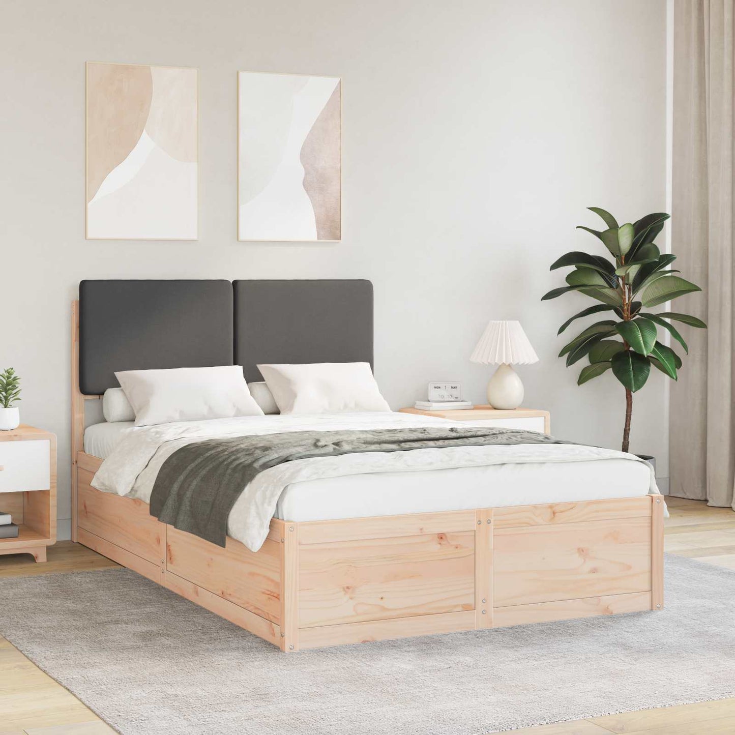 vidaXL Bettgestell mit gepolstertem Kopfteil Dunkelgrau 120 x 190 cm