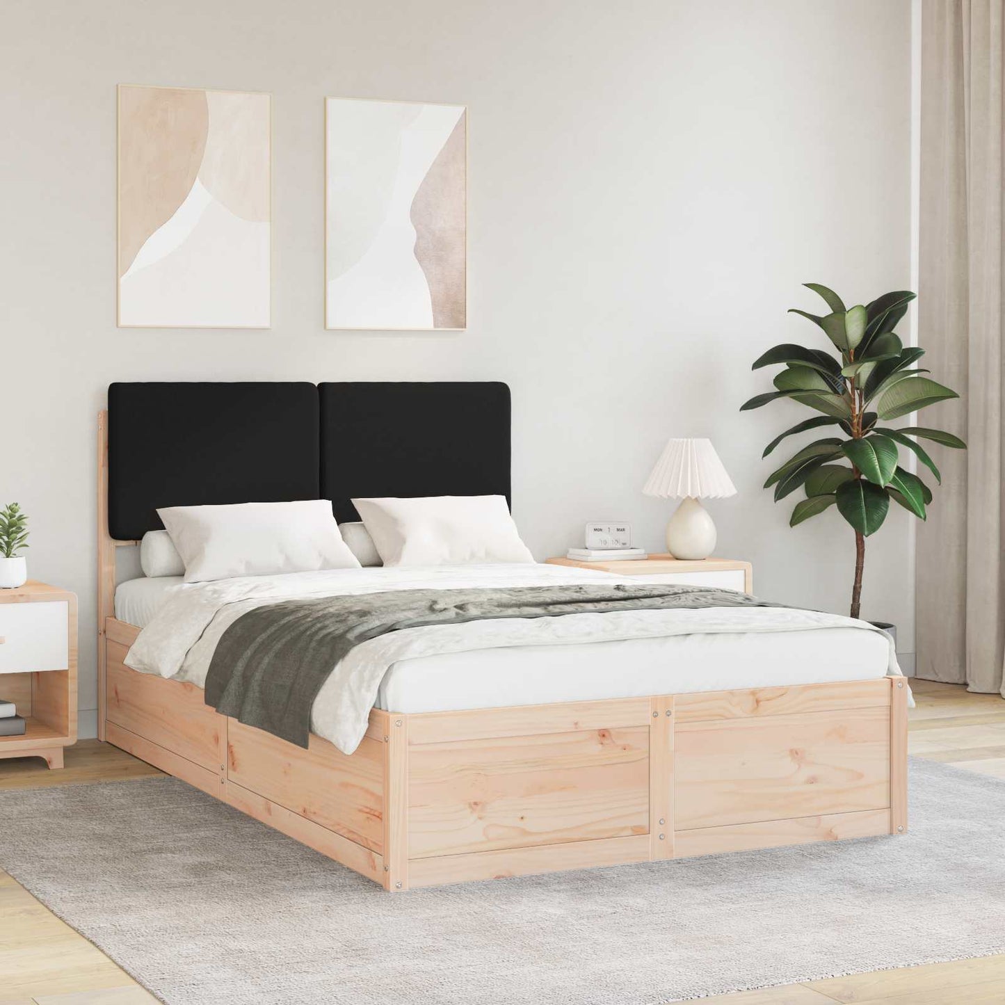 vidaXL Bettgestell mit gepolstertem Kopfteil Schwarz 120 x 190 cm