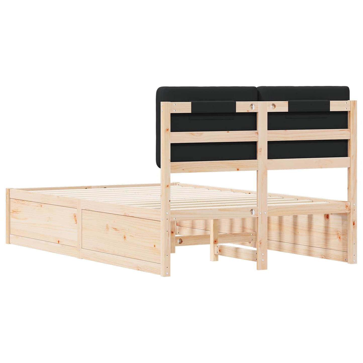vidaXL Bettgestell mit gepolstertem Kopfteil Schwarz 120 x 190 cm