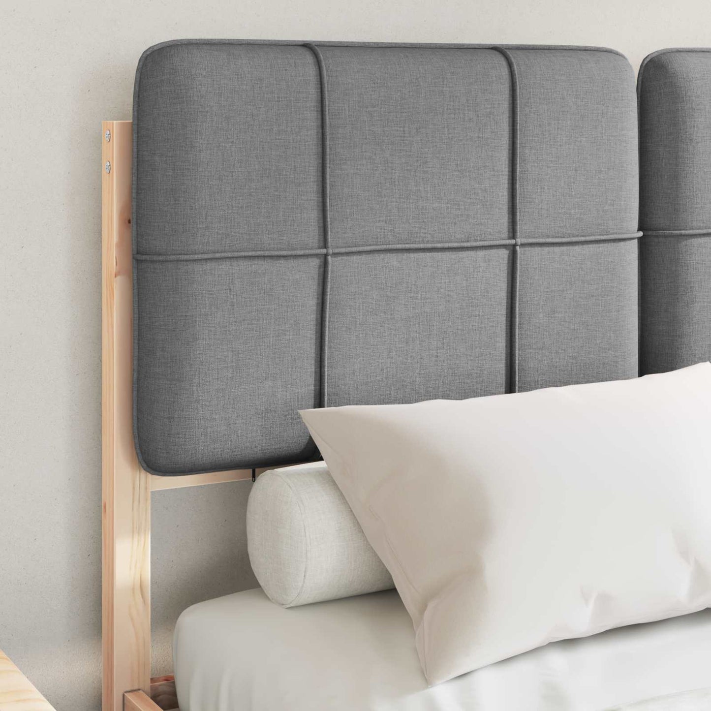 Bettgestell mit gepolstertem Kopfteil Hellgrau 120 x 190 cm