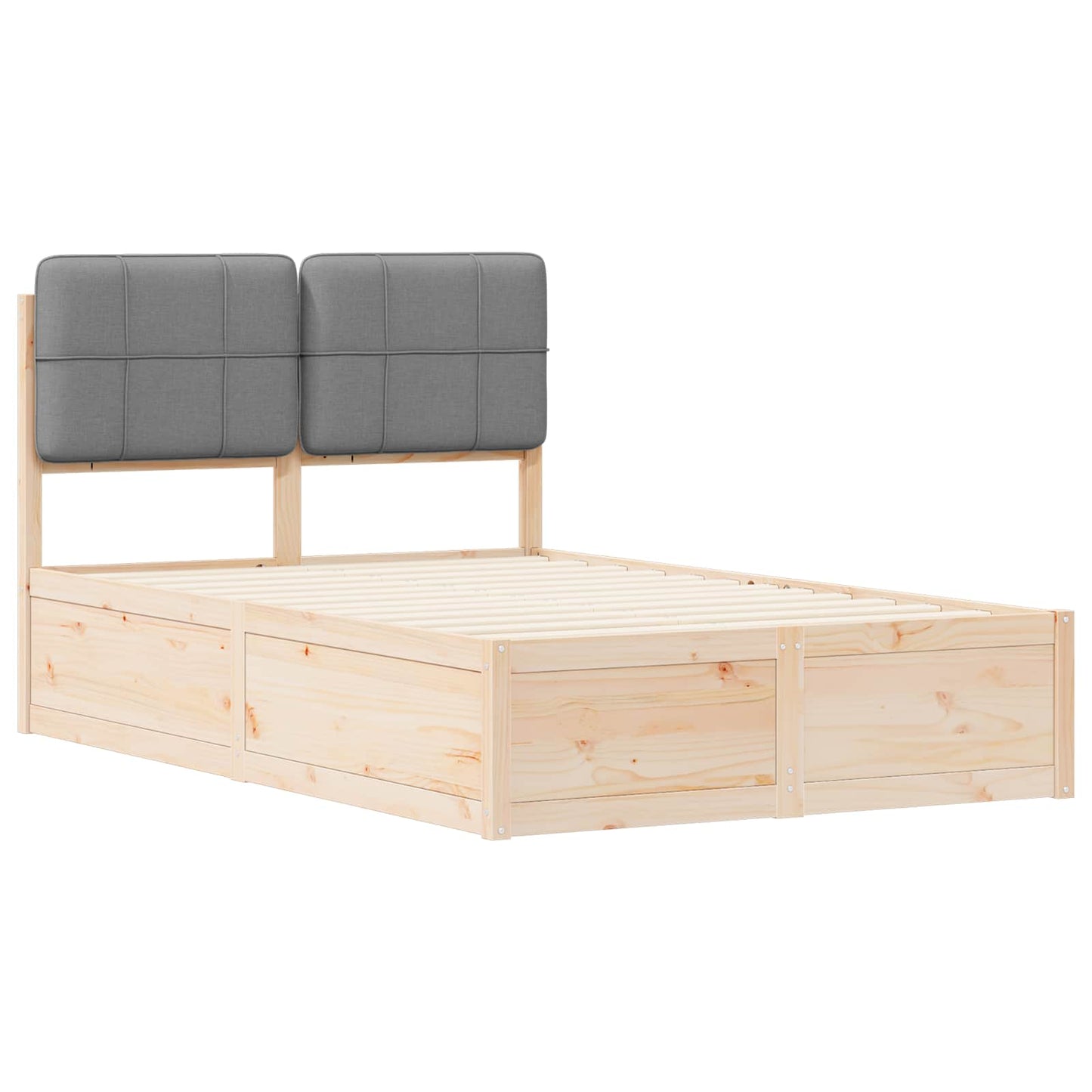 Bettgestell mit gepolstertem Kopfteil Hellgrau 120 x 190 cm