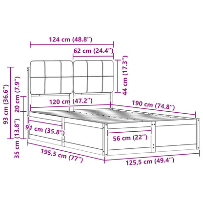 Bettgestell mit gepolstertem Kopfteil Hellgrau 120 x 190 cm