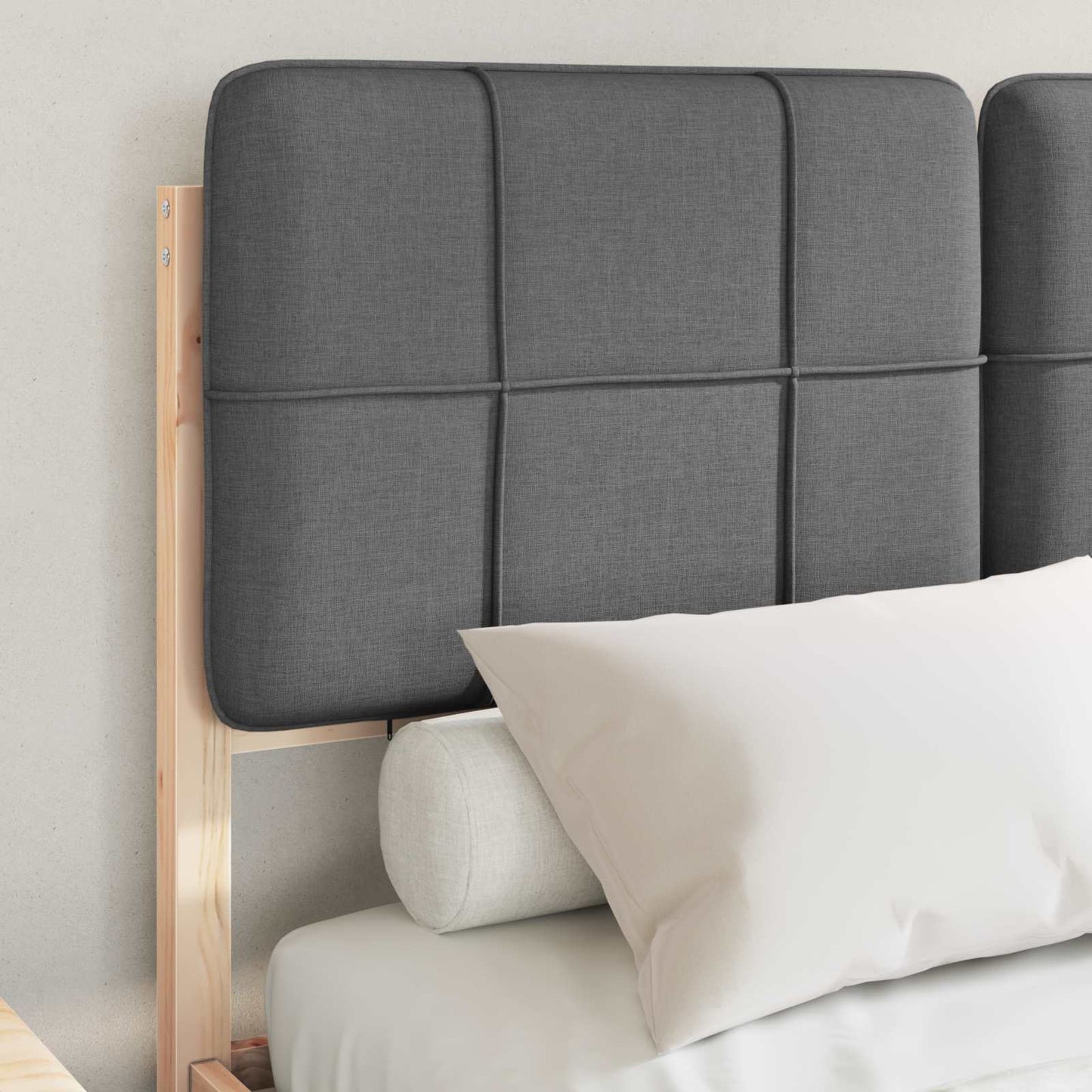 vidaXL Bettgestell mit gepolstertem Kopfteil Dunkelgrau 120 x 190 cm