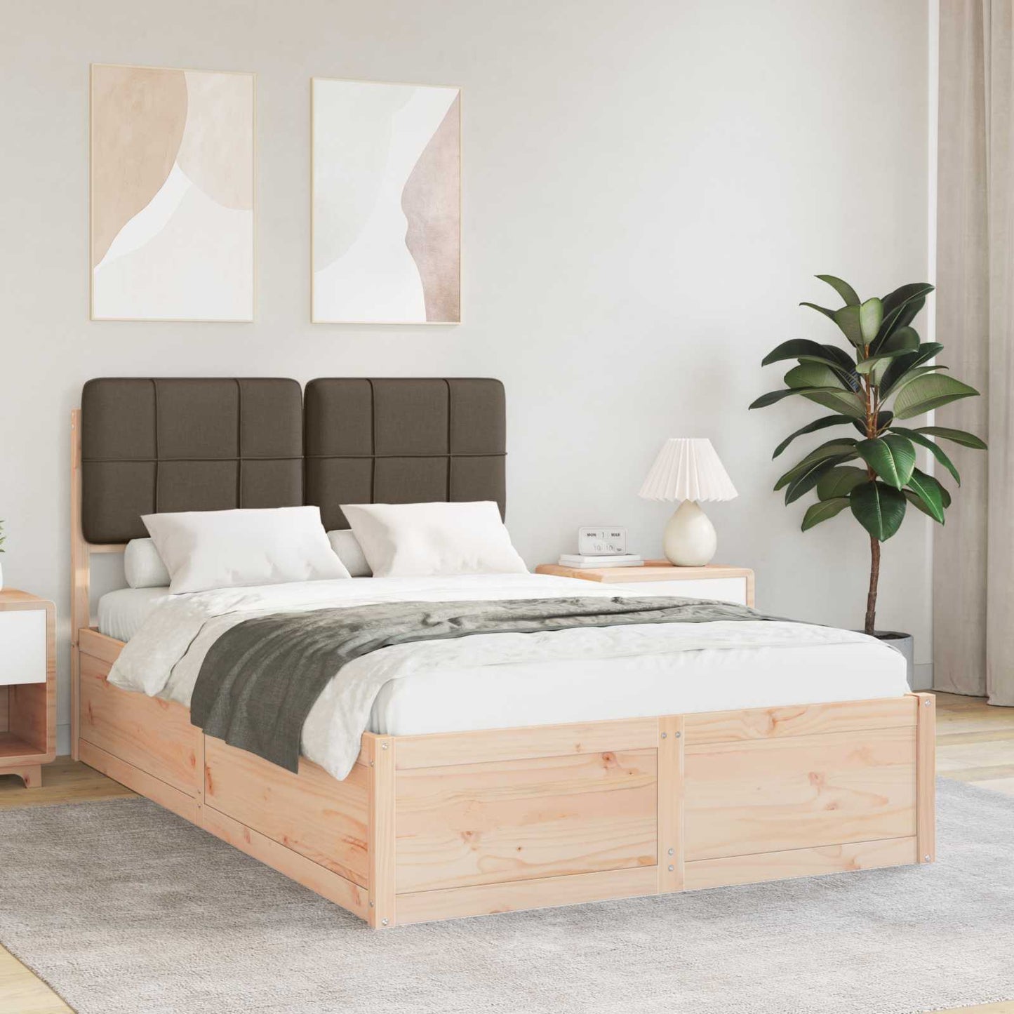 vidaXL Bettgestell mit gepolstertem Kopfteil Taupe 120 x 190 cm