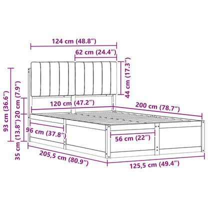 Bettgestell mit gepolstertem Kopfteil Hellgrau 120 x 200 cm