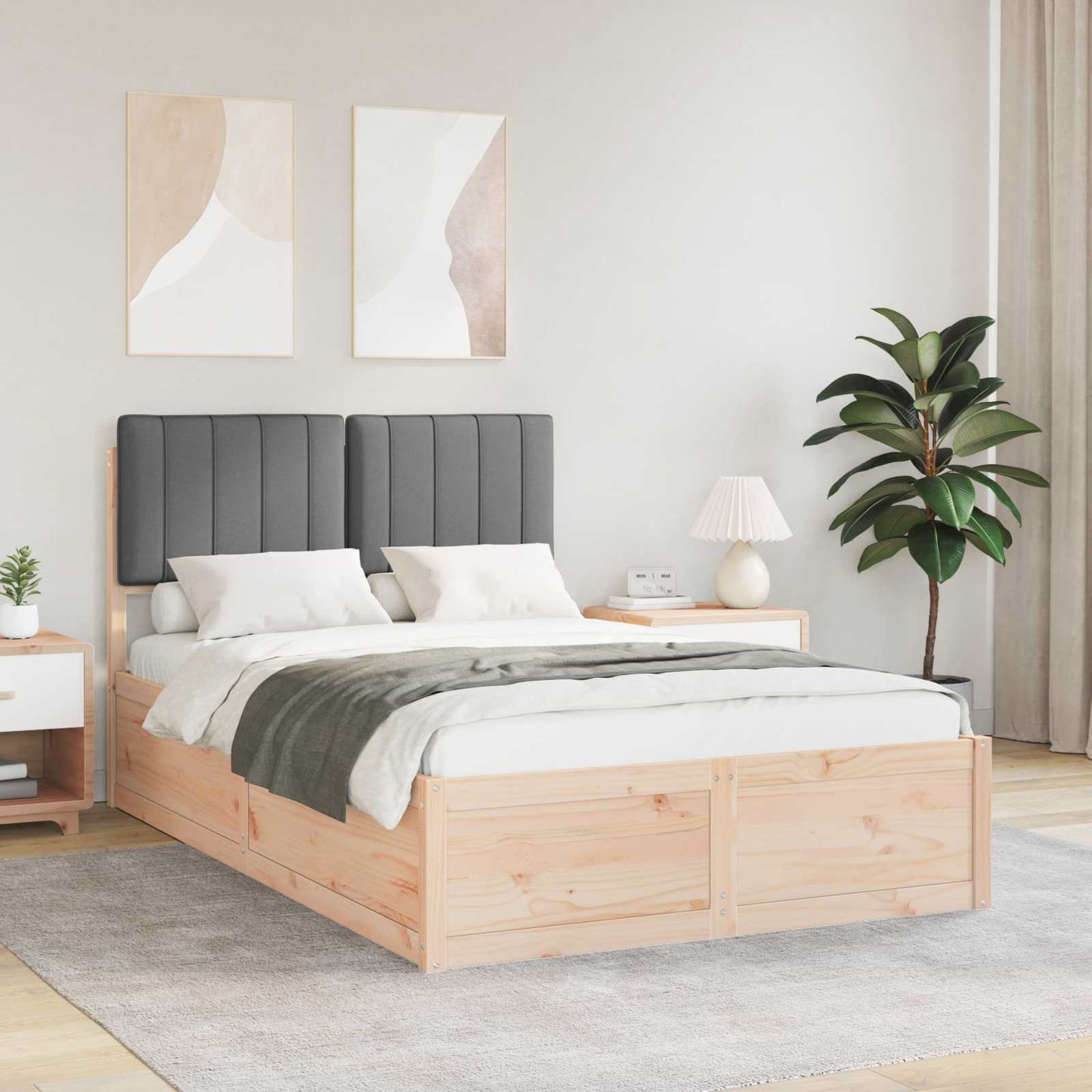 vidaXL Bettgestell mit gepolstertem Kopfteil Dunkelgrau 120 x 200 cm