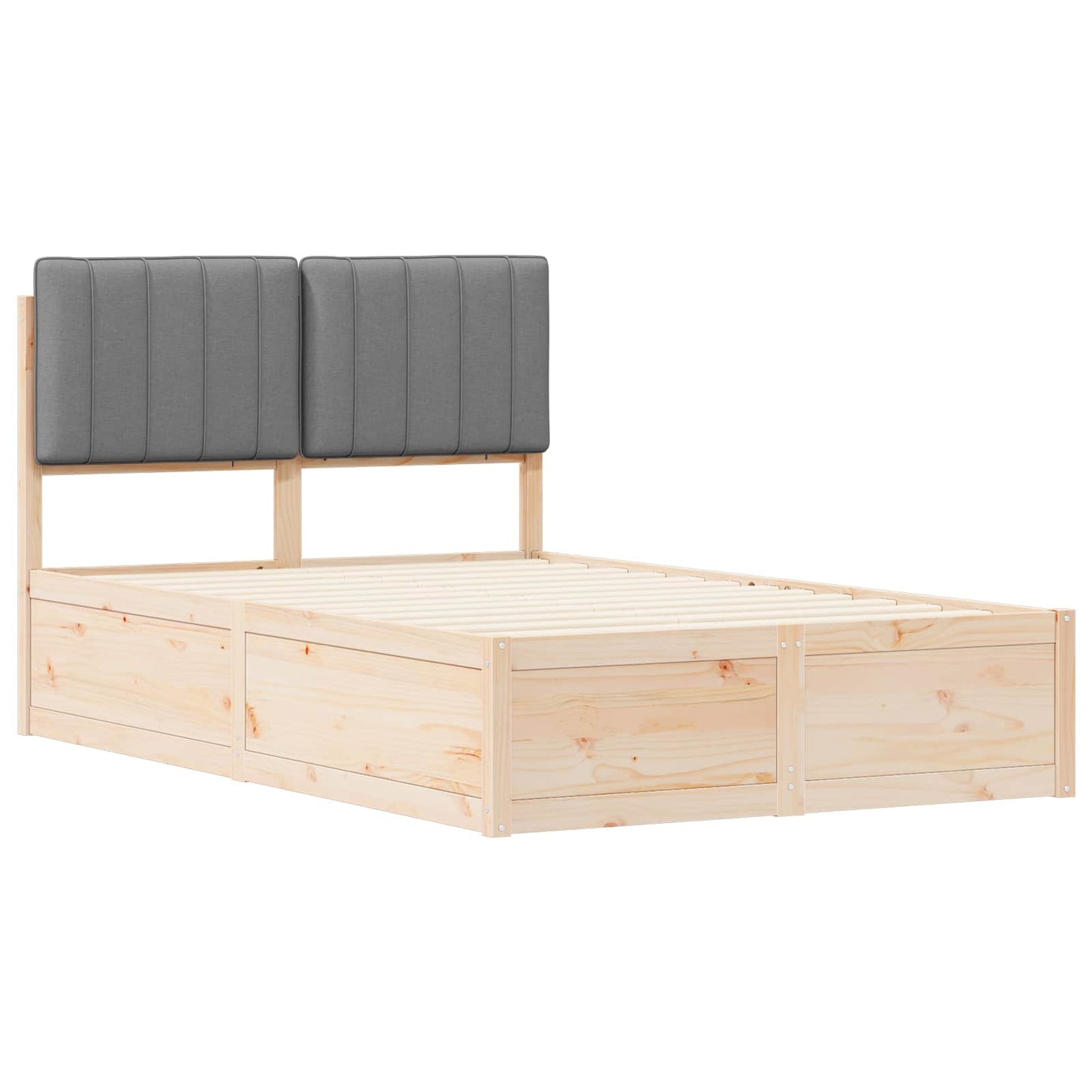 vidaXL Cadre de lit avec tête de lit rembourrée Gris clair 120 x 190 cm