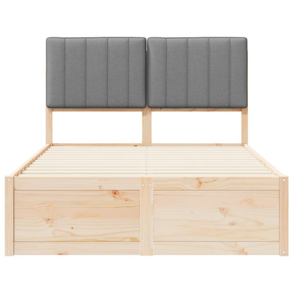 vidaXL Cadre de lit avec tête de lit rembourrée Gris clair 120 x 190 cm