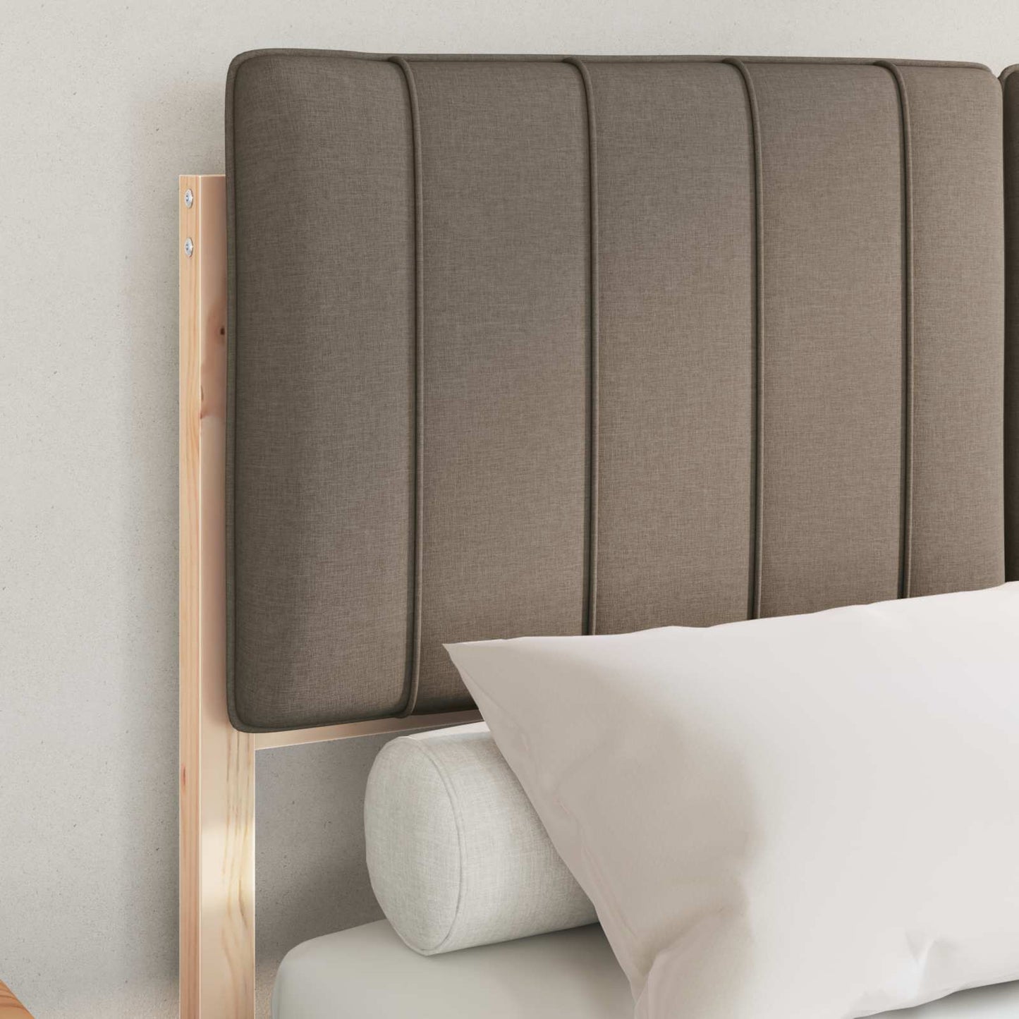 vidaXL Bettgestell mit gepolstertem Kopfteil Taupe 120 x 190 cm
