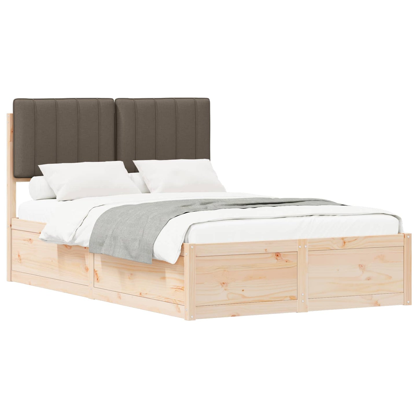 vidaXL Bettgestell mit gepolstertem Kopfteil Taupe 120 x 190 cm