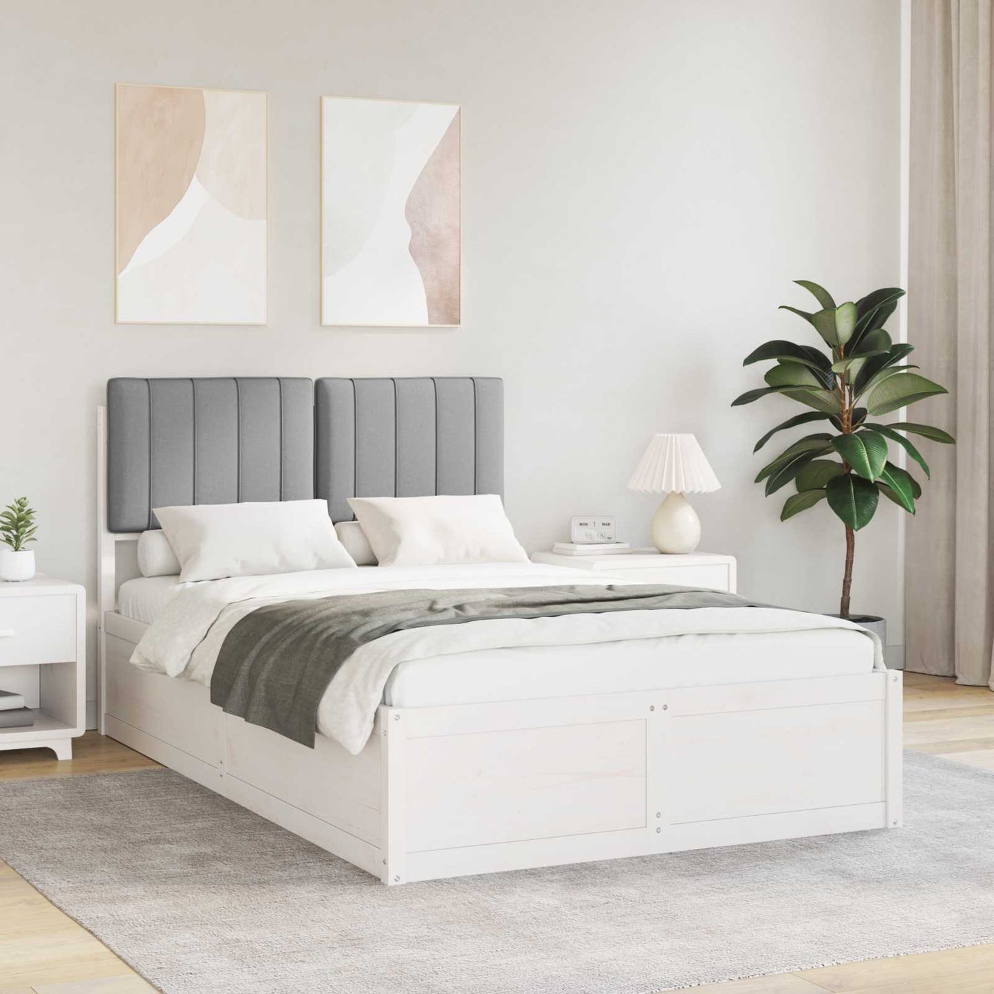 Bettgestell mit gepolstertem Kopfteil Hellgrau 120 x 190 cm