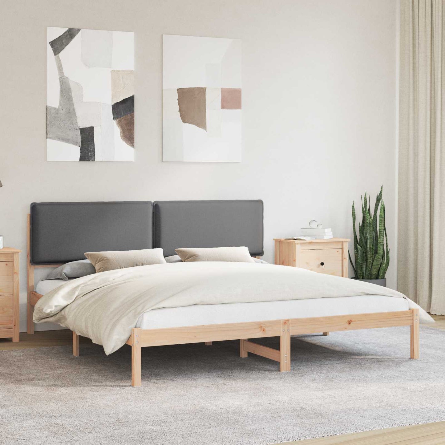 vidaXL Bettgestell mit gepolstertem Kopfteil Dunkelgrau 200 x 200 cm