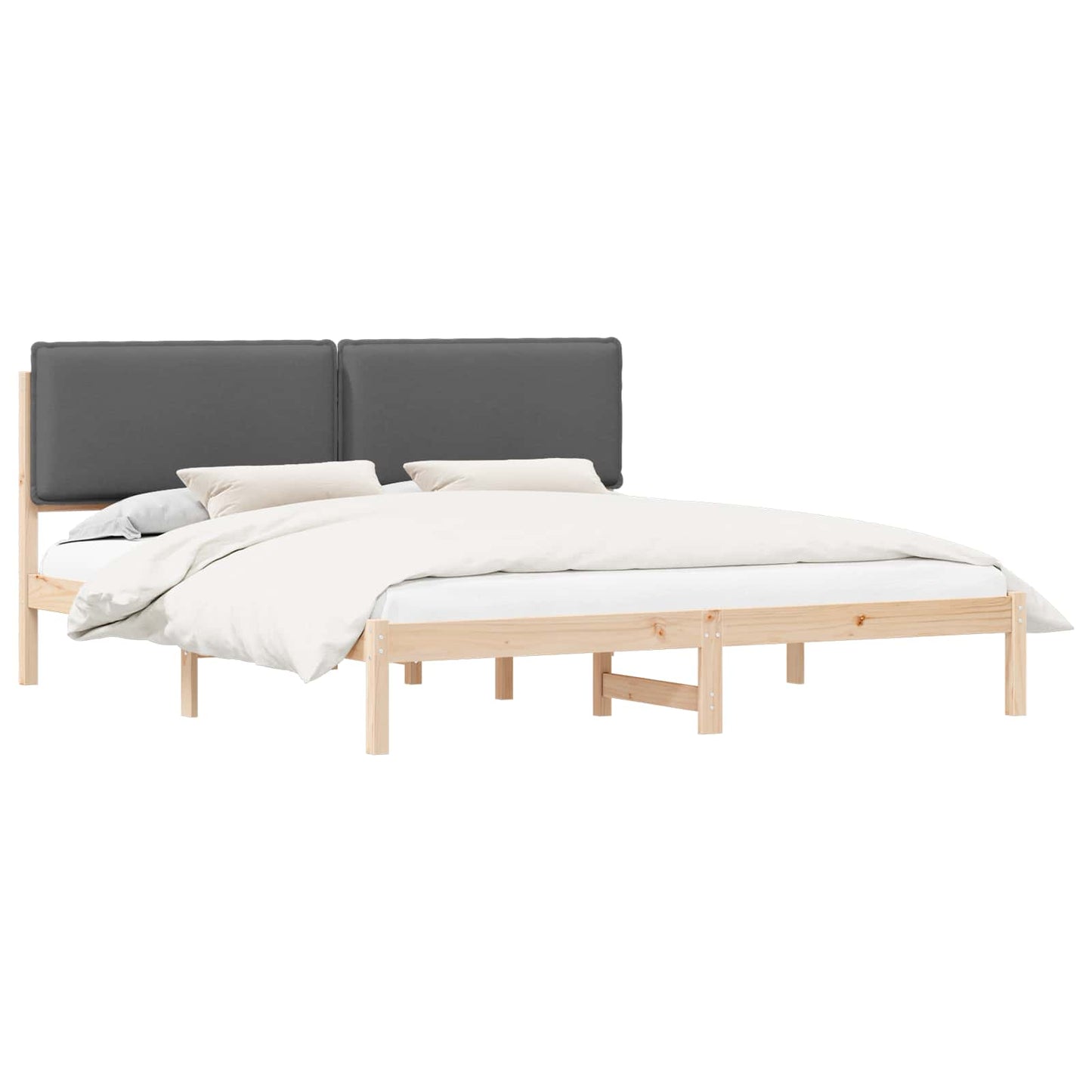 vidaXL Bettgestell mit gepolstertem Kopfteil Dunkelgrau 200 x 200 cm