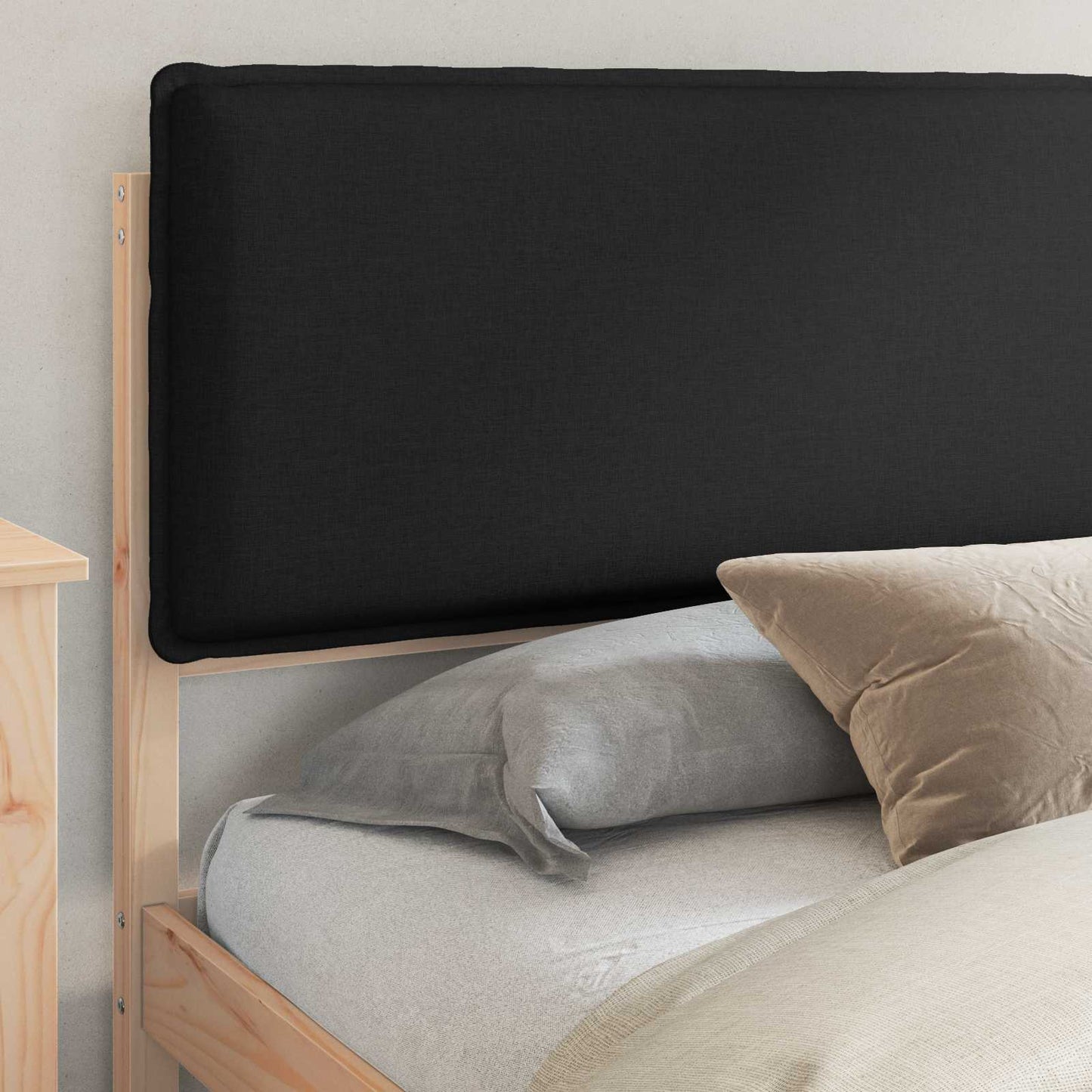 vidaXL Bettgestell mit gepolstertem Kopfteil Schwarz 200 x 200 cm