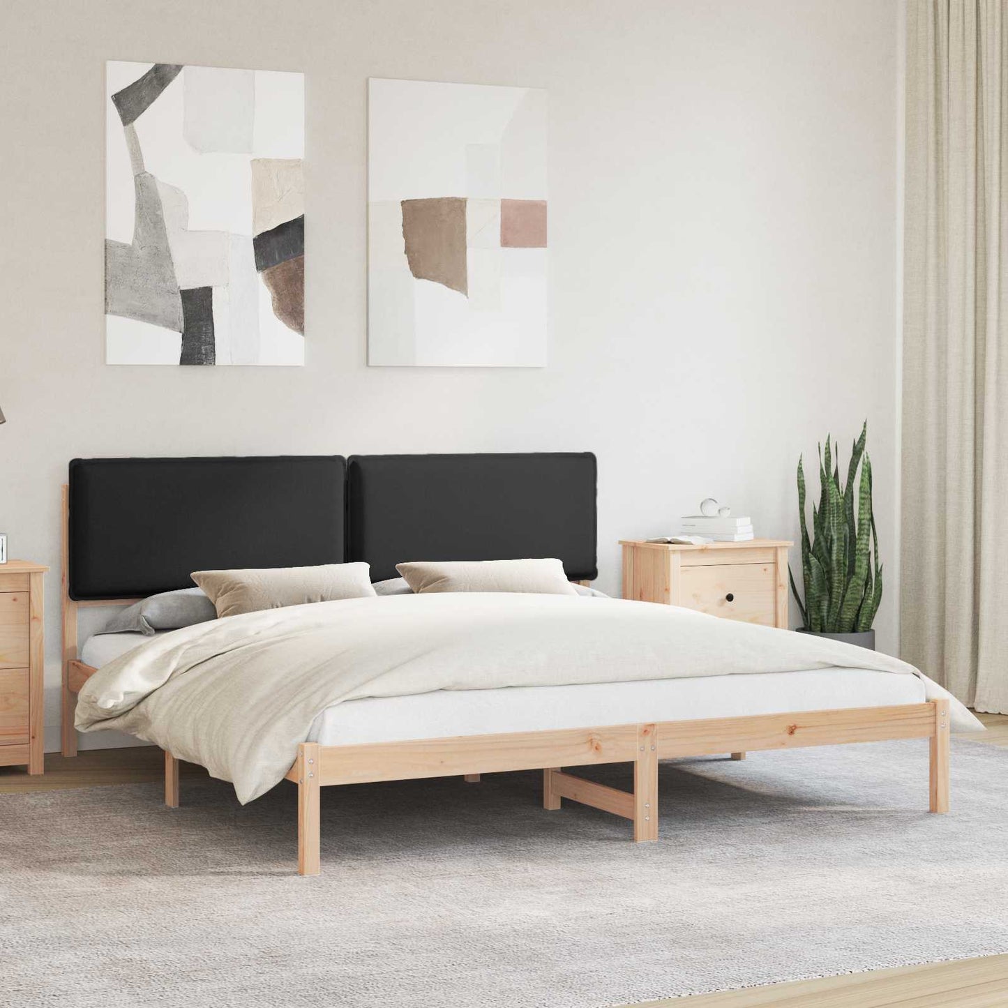 vidaXL Bettgestell mit gepolstertem Kopfteil Schwarz 200 x 200 cm