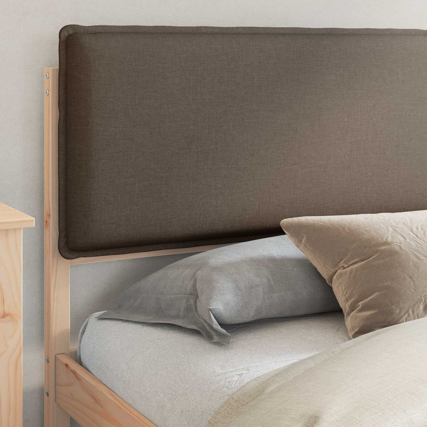 vidaXL Bettgestell mit gepolstertem Kopfteil Taupe 200 x 200 cm