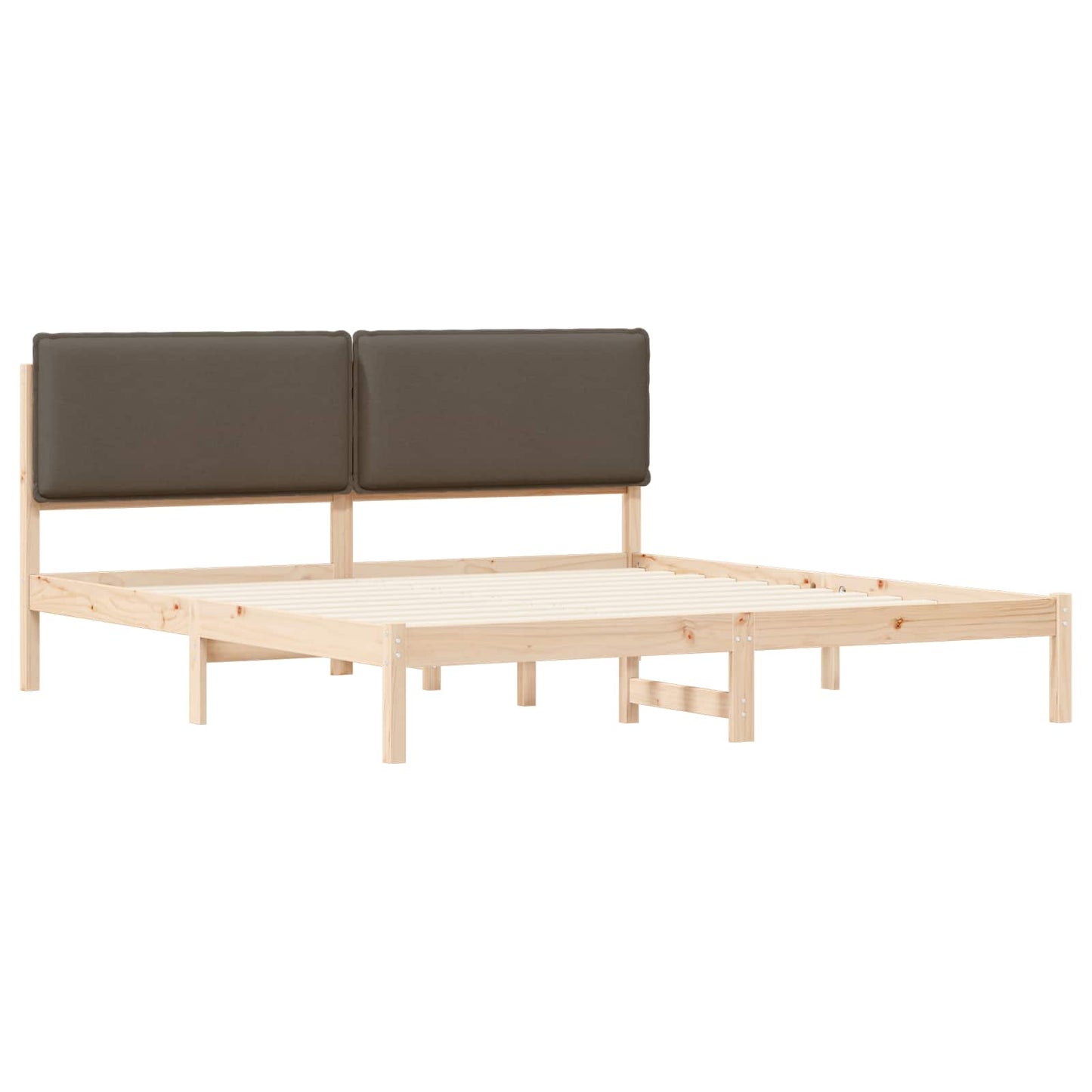 vidaXL Bettgestell mit gepolstertem Kopfteil Taupe 200 x 200 cm