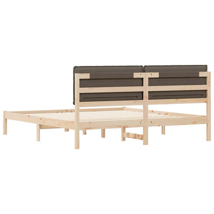 vidaXL Bettgestell mit gepolstertem Kopfteil Taupe 200 x 200 cm