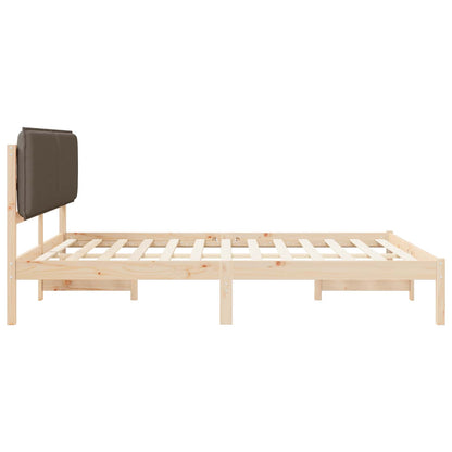 vidaXL Bettgestell mit gepolstertem Kopfteil Taupe 200 x 200 cm