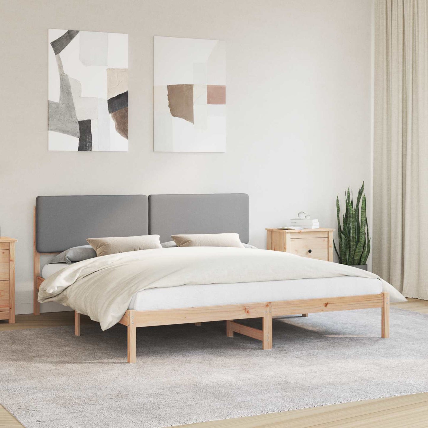 vidaXL Bettgestell mit gepolstertem Kopfteil Hellgrau 200 x 200 cm