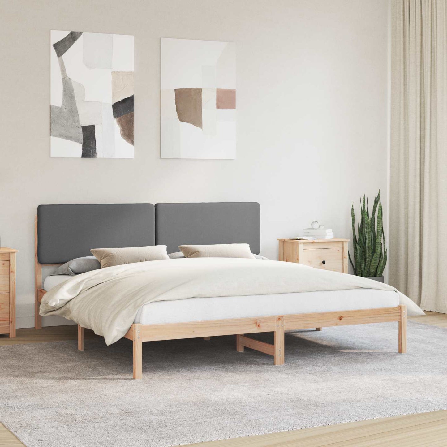 vidaXL Bettgestell mit gepolstertem Kopfteil Dunkelgrau 200 x 200 cm