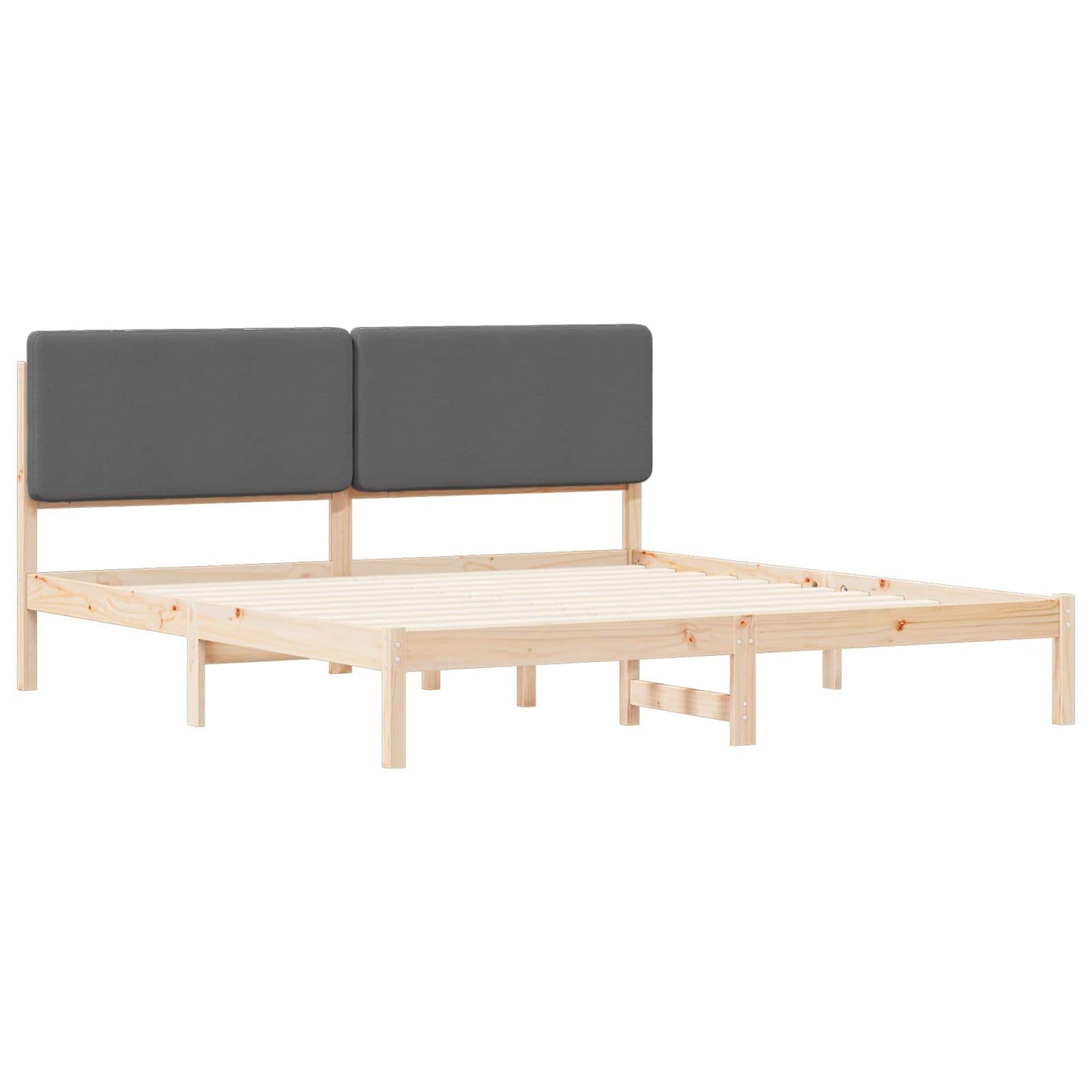 vidaXL Bettgestell mit gepolstertem Kopfteil Dunkelgrau 200 x 200 cm