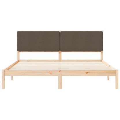 vidaXL Bettgestell mit gepolstertem Kopfteil Taupe 200 x 200 cm