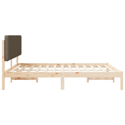 vidaXL Bettgestell mit gepolstertem Kopfteil Taupe 200 x 200 cm