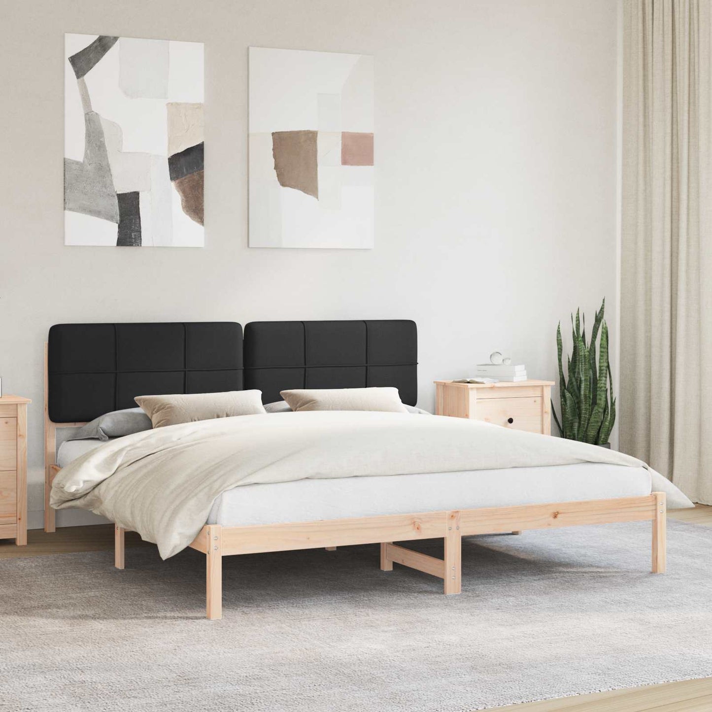 vidaXL Bettgestell mit gepolstertem Kopfteil Schwarz 200 x 200 cm