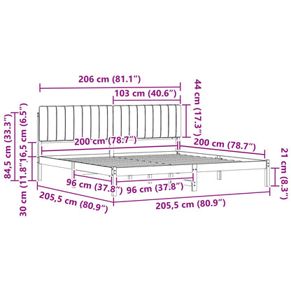 Bettgestell mit gepolstertem Kopfteil Hellgrau 200 x 200 cm
