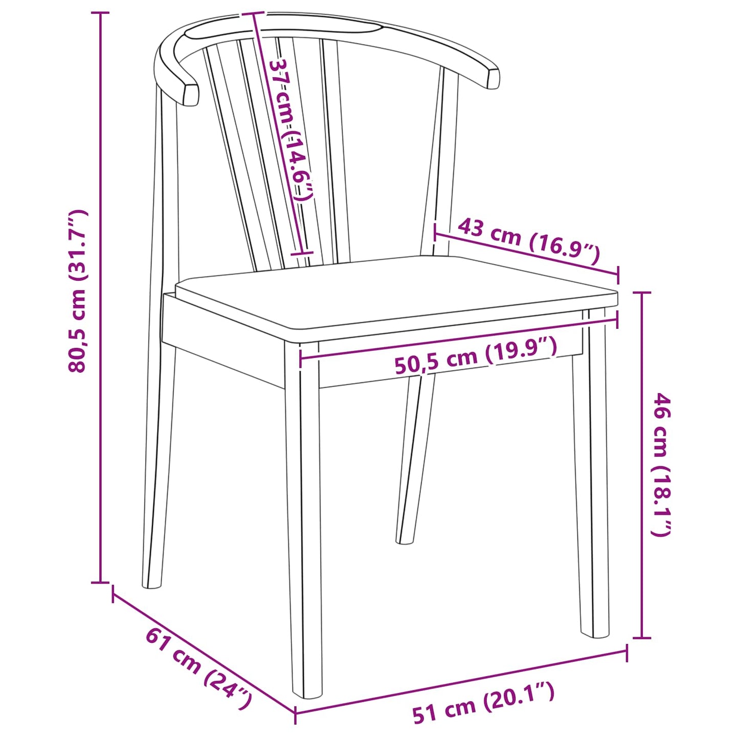 Esszimmerstuhl 2 pcs Natur Solides Gummiholz