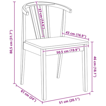Esszimmerstuhl 2 pcs Natur Solides Gummiholz