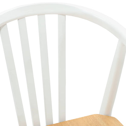 vidaXL Esszimmerstuhl 2 pcs Weiß und Natur Solides Gummiholz