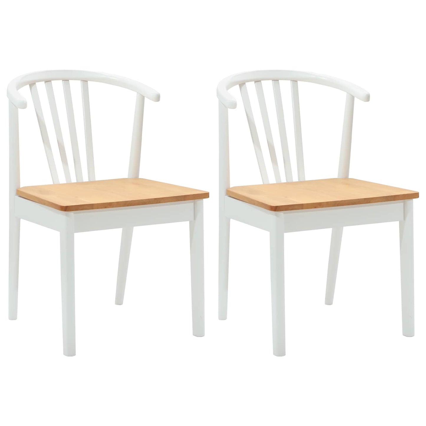 vidaXL Esszimmerstuhl 2 pcs Weiß und Natur Solides Gummiholz