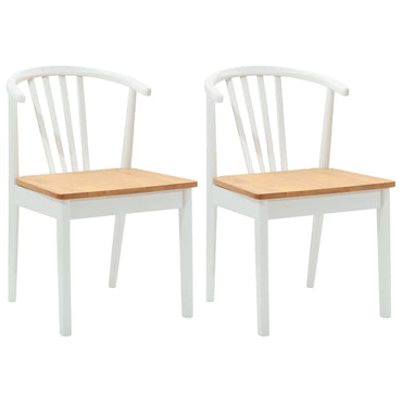 vidaXL Esszimmerstuhl 2 pcs Weiß und Natur Solides Gummiholz
