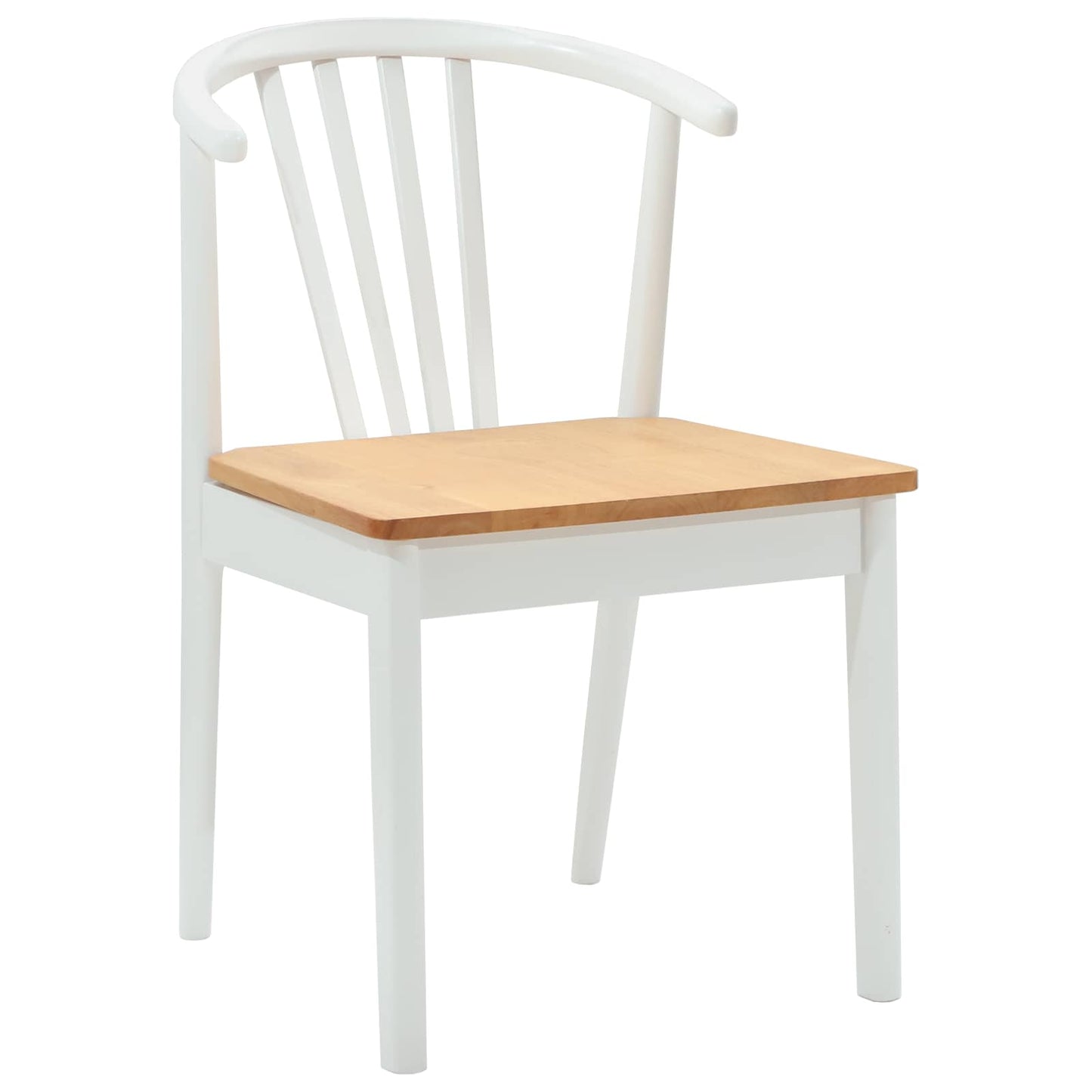 vidaXL Esszimmerstuhl 2 pcs Weiß und Natur Solides Gummiholz