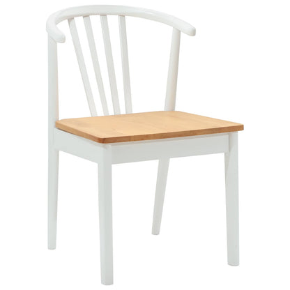 vidaXL Esszimmerstuhl 2 pcs Weiß und Natur Solides Gummiholz