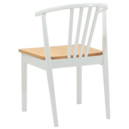 vidaXL Esszimmerstuhl 2 pcs Weiß und Natur Solides Gummiholz