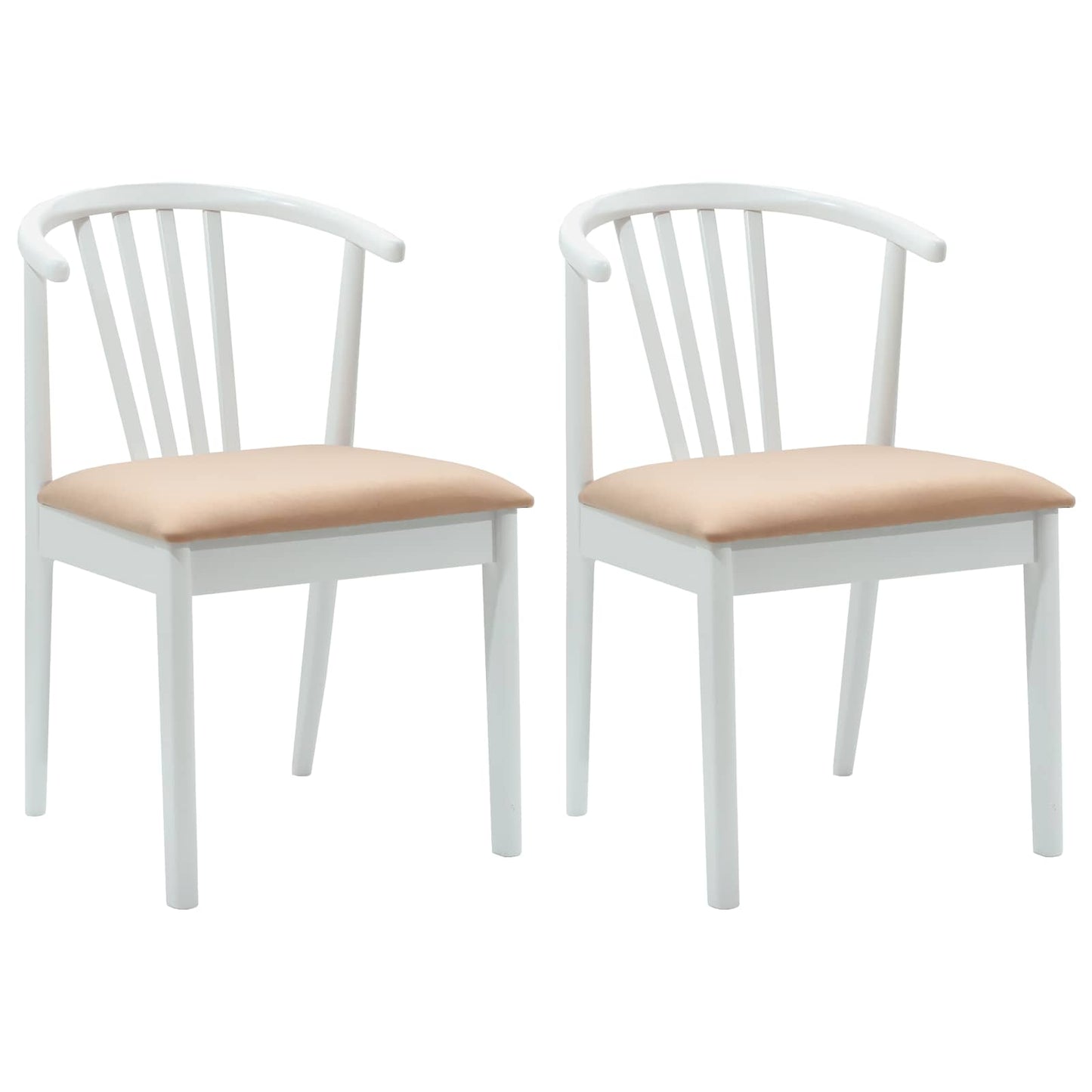 vidaXL Esszimmerstuhl 2 pcs Weiß und Braun Solides Gummiholz