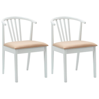 vidaXL Esszimmerstuhl 2 pcs Weiß und Braun Solides Gummiholz