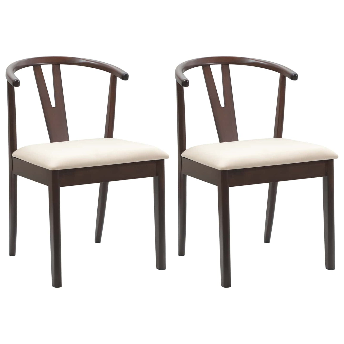 vidaXL Esszimmerstuhl 2 pcs Hellbraun und hell Massives Gummiholz