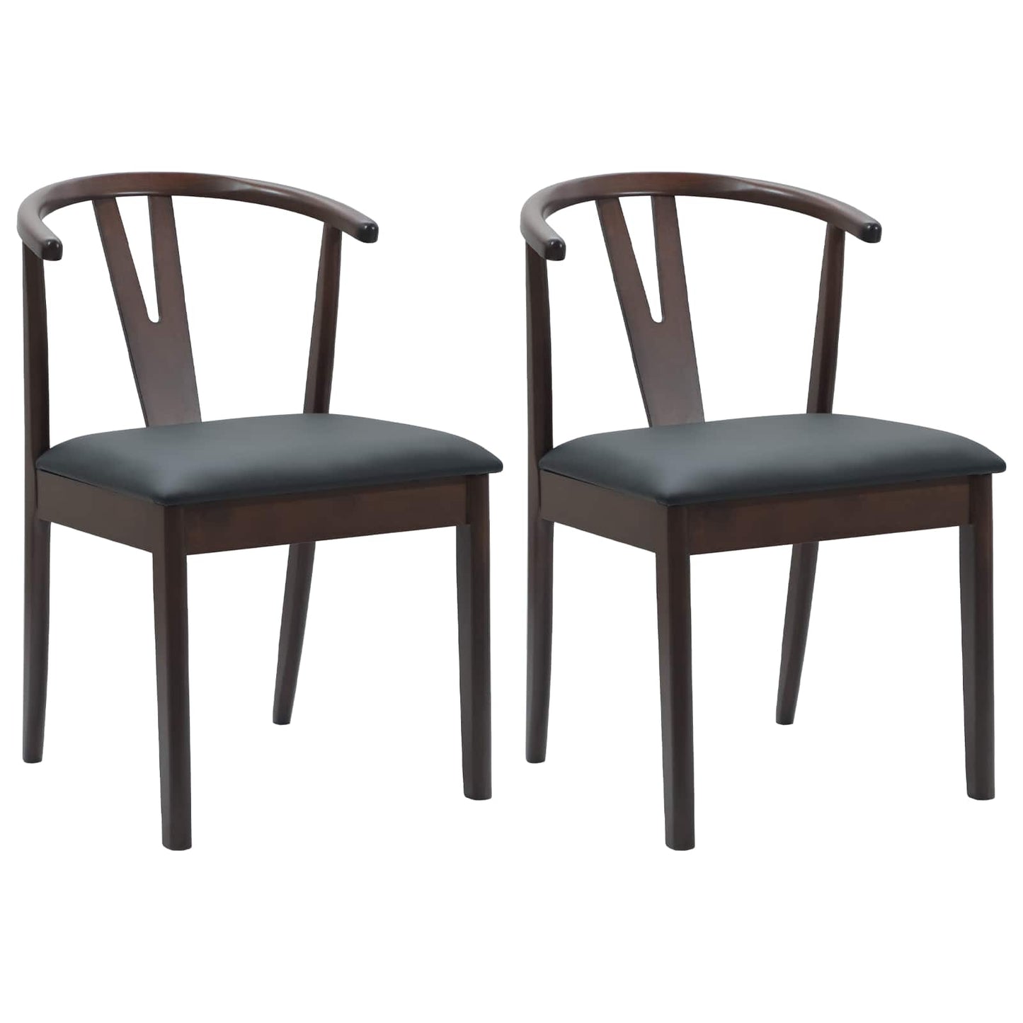 vidaXL Esszimmerstuhl 2 pcs Hellbraun und Schwarz Massives Gummiholz