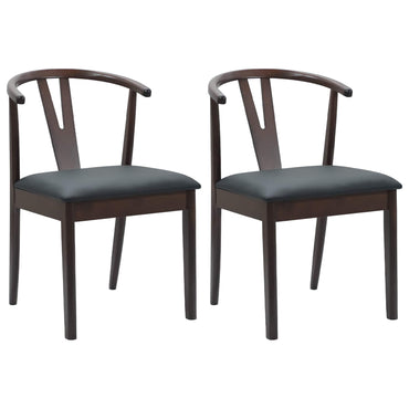 vidaXL Esszimmerstuhl 2 pcs Hellbraun und Schwarz Massives Gummiholz