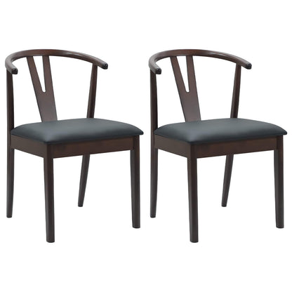 vidaXL Esszimmerstuhl 2 pcs Hellbraun und Schwarz Massives Gummiholz
