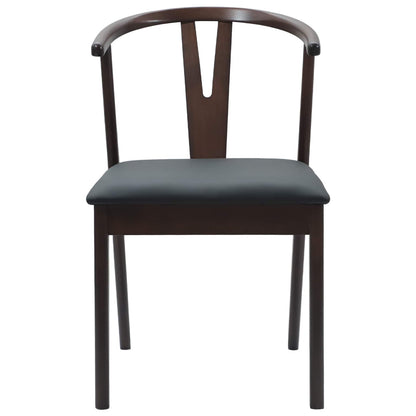 vidaXL Esszimmerstuhl 2 pcs Hellbraun und Schwarz Massives Gummiholz
