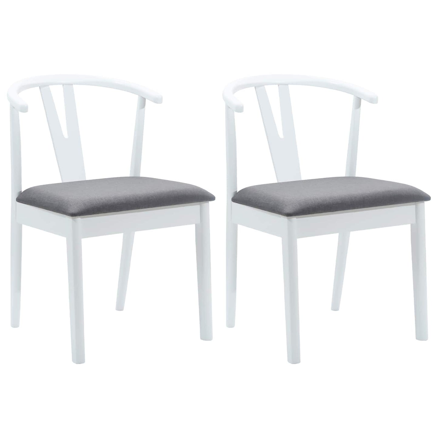vidaXL Esszimmerstuhl 2 pcs Weiß und Grau Massives Gummiholz