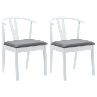 vidaXL Esszimmerstuhl 2 pcs Weiß und Grau Massives Gummiholz