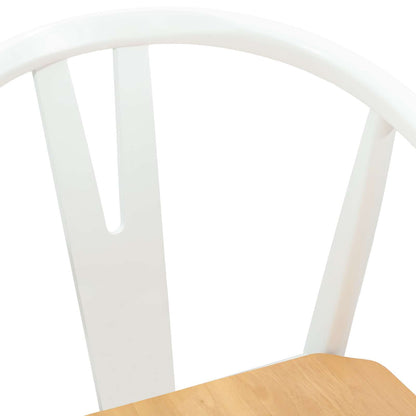 vidaXL Esszimmerstuhl 2 pcs Weiß und Natur Massives Gummiholz